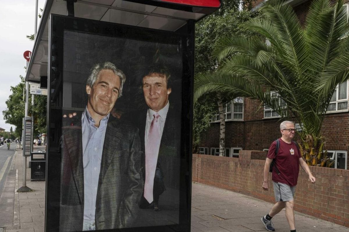 Jeffrey Epstein and Donald Trump photographed together at a past social gathering