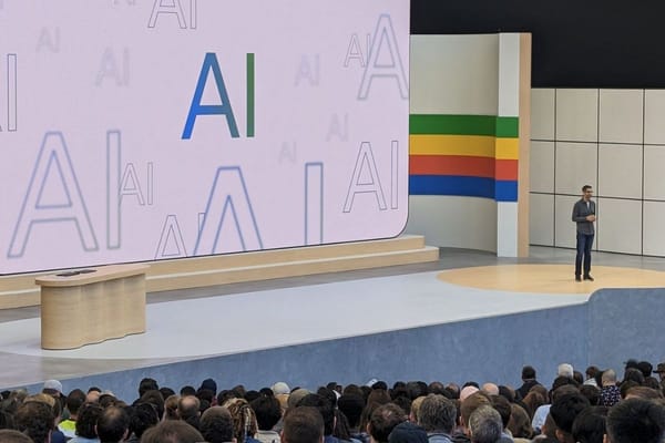 Google headquarters with AI-themed visuals as Alphabet announces massive AI investment